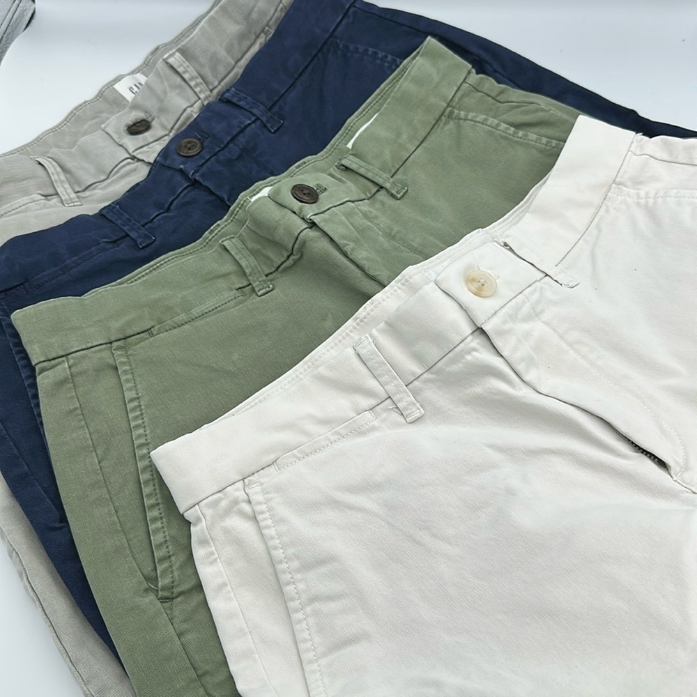 Gap 12”  4 Pairs chino shorts stone,green,blue,grey Sz29